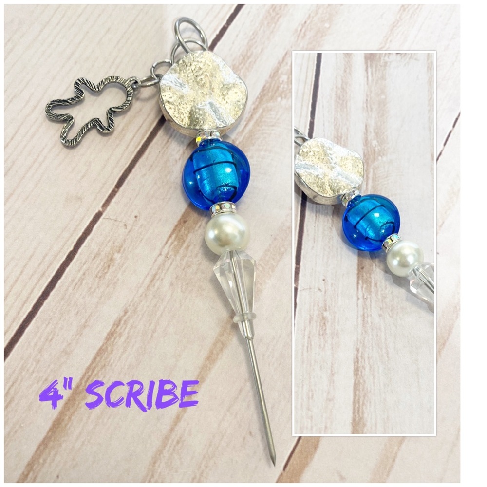4” Inch Cookie Scribe Weeding Tool Blue & Silver